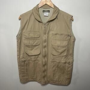 Fox Outdoor Vest Tan Khaki Pocket Full Zip Hunting Fishing Hiking Cotton S